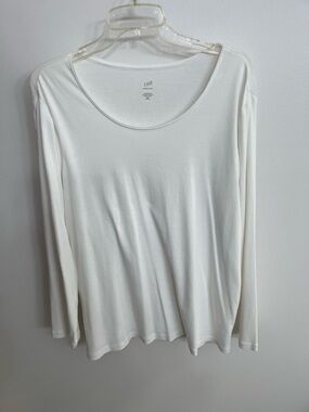 NWOT J. Jill 3X Scoop Neck Long Sleeve Top in White
